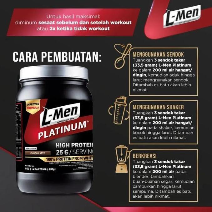 Cod,Bisaaja- L-Men Lmen Platinum Whey Protein 800 Gram Serving - Suplemen Fitness Whey Concentrate W