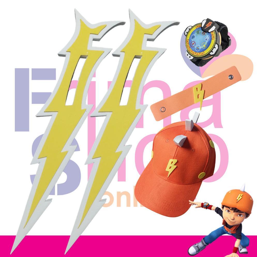 topi + jam tangan proyektor + keris petir boboiboy stokready