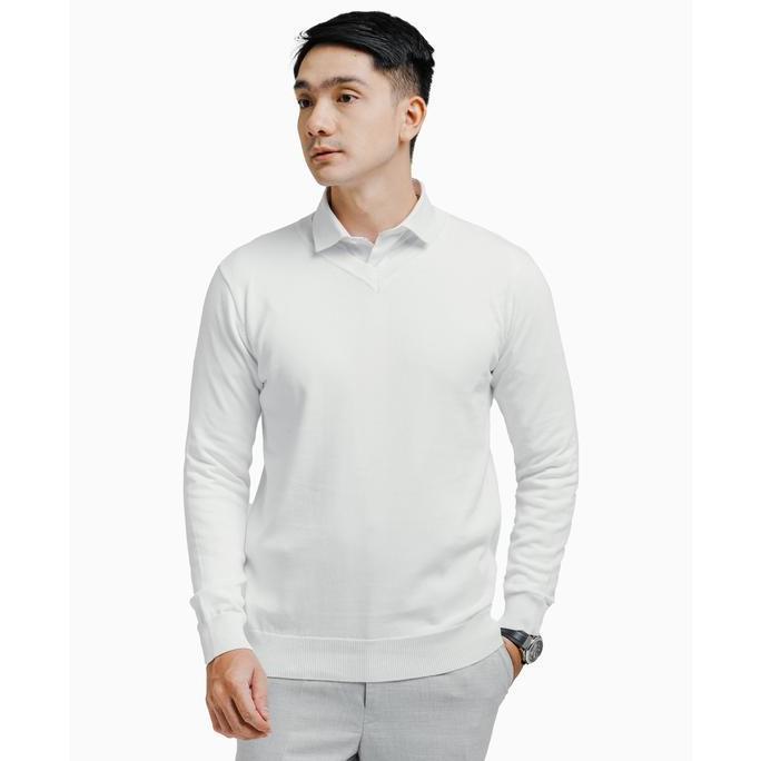 Uomo- Gomuda Sweater Rajut Pria V-Neck Kerah V Lengan Panjang