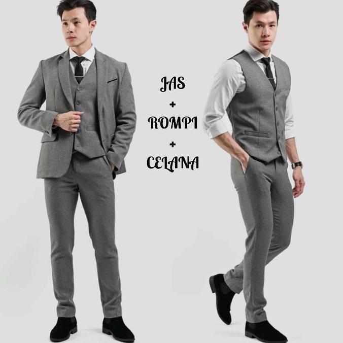 Uomo- Dvandra.Id Jas Blazer Pria Light Grey Original Slim-Fitting Formal Casual Jas Abu