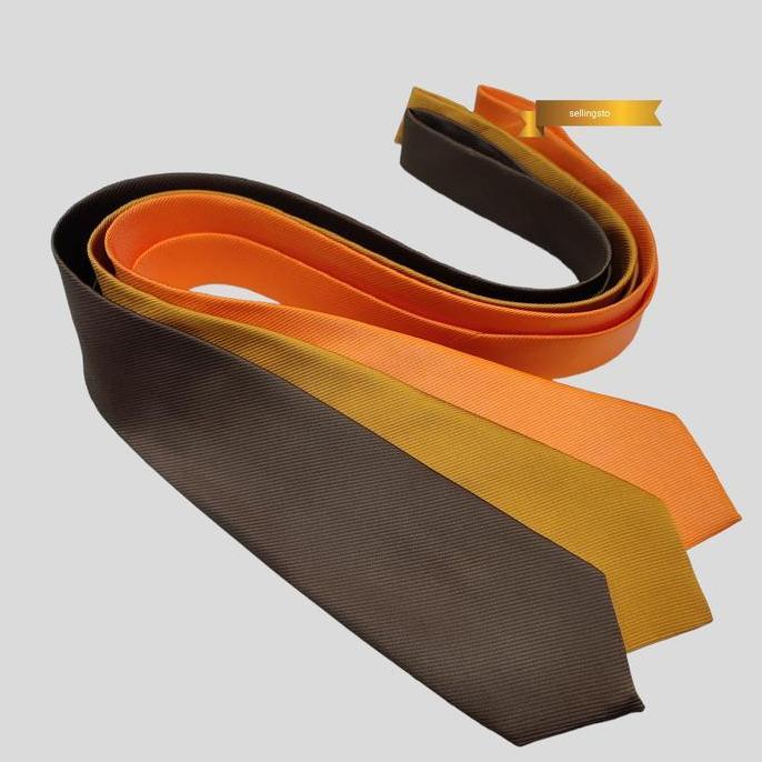Ikapp99 - Dasi Pria Dasi Coklat Polos Orange Dasi Panjang Simpul Manual