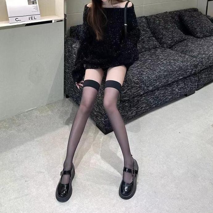 Jollybell.Id St2076 Stocking Legging Motif Transparan Model Garis Garis Cantik Lingerie Wanita Renda