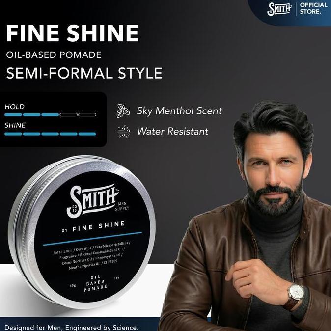 Smith Men Supply - Fine Shine Hair Pomade Oil Based 85gr / Minyak Rambut Pria Wangi / Scent Menthol 