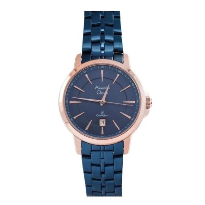 ALEXANDRE CHRISTIE AC8655 AC 8655 JAM TANGAN WANITA BLUE ROSEGOLD