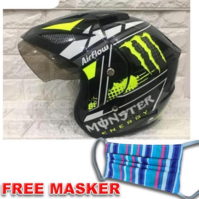 Terlaris Helm Helem Monster BXP Ori SNI Warna Abu - KUNING