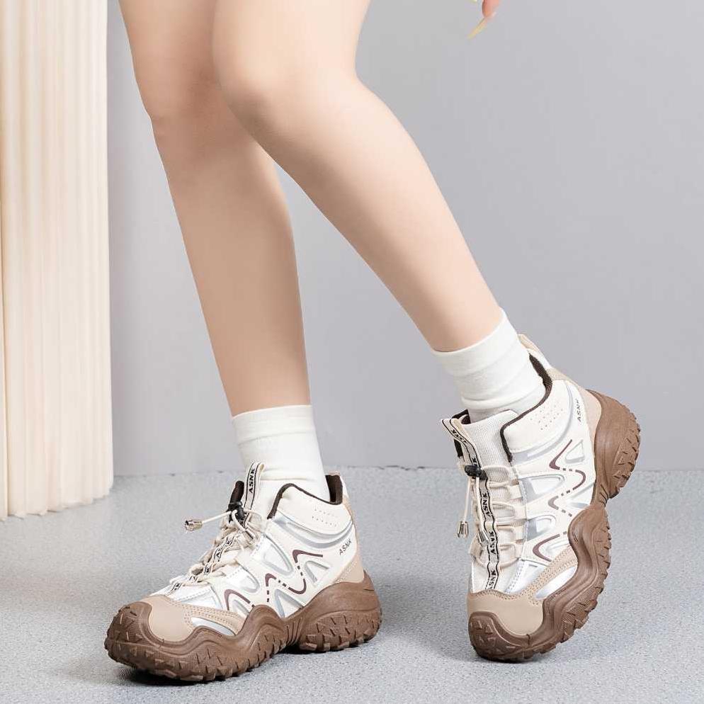 HOT DEALS [COD]ASNK Sepatu Gunung Wanita Bernapas Sepatu Kasual Gaya Korea, Sepatu Olahraga High-Top