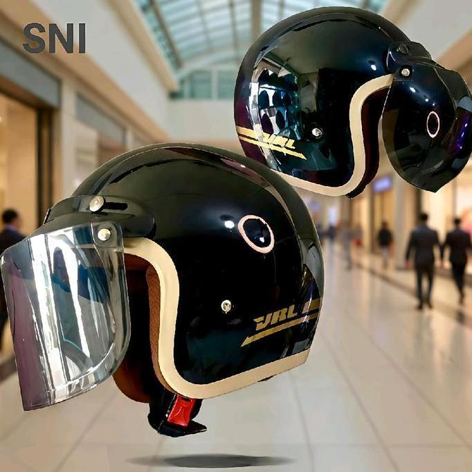 Helm  Bogo Klasik Dewasa Vitano List Krem Motorcycle