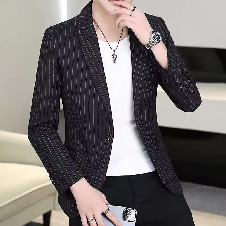 Premium Blazer Pria Motif Salur/Jas Blazer Cowok Salur/Casual Pria