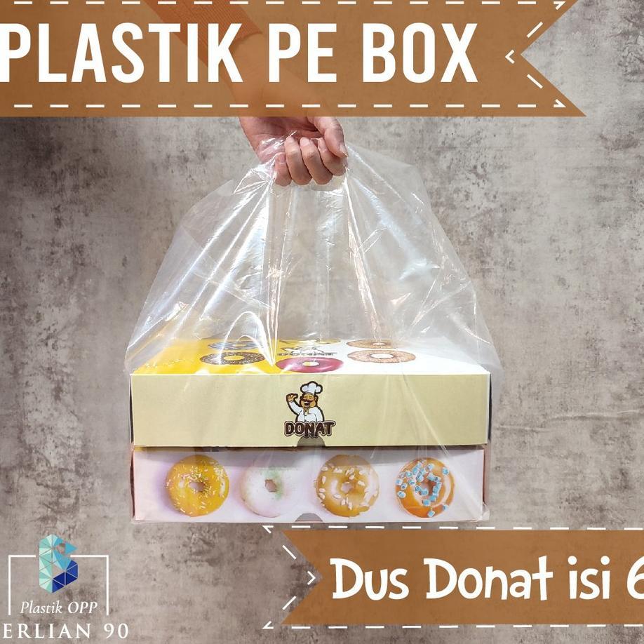 Plastik Pe Box Bening / Plastik Donat Isi 6 / Kantong Plastik Bening Tebal Untuk Box Kotak Bento Bro