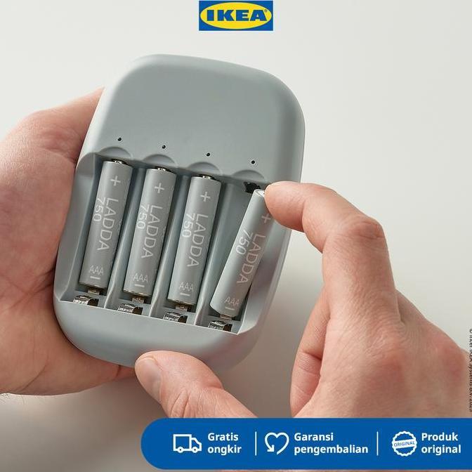 IKEA LADDA Baterai Isi Ulang AAA 1.2V HR03 Isi 4pcs