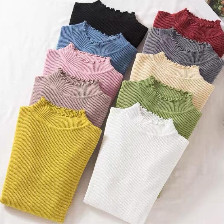 Sales Atasan Rajut Wanita (Kerah Keriting)Baju Rajut Wanita Kaos Import Wanita Lengan Panjang /Manse