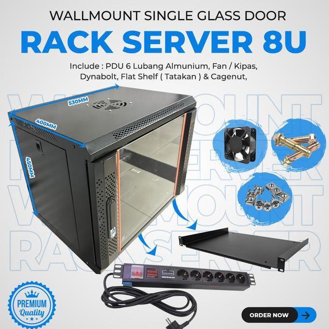 BEBAS ONGKIR - Wallmount rack 8U murah / Rack 8U / Rack Server 8U