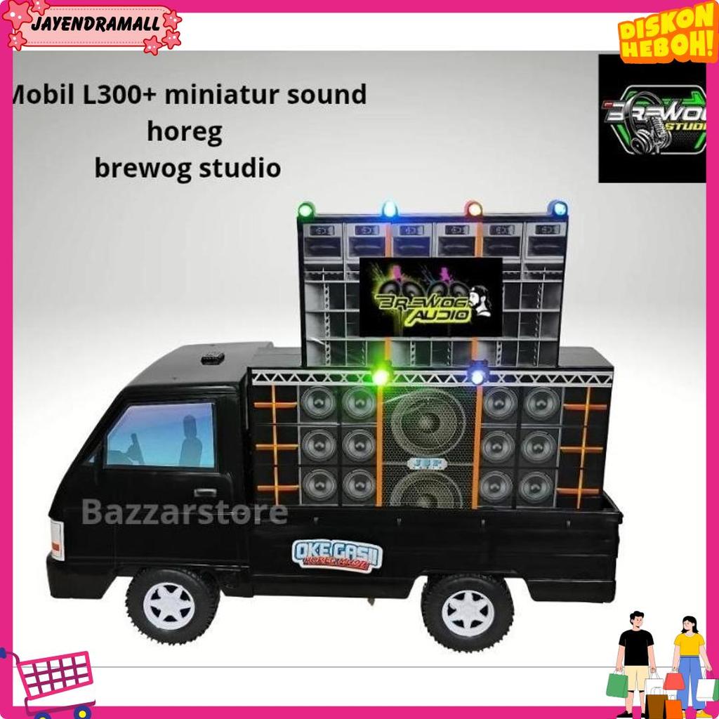 Ukuran Besar - Mainan Mobil L300+Miniatur Sound Horeg, Mainan Mobil L300 Full Musik Dan Lampu, Mobil