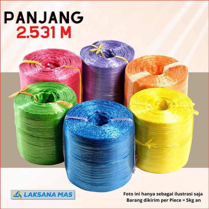 Tali Rafia Plastik Laksanamas Super Warna Glossy Merah/Biru/Kuning/Hijau/Ungu/Oren