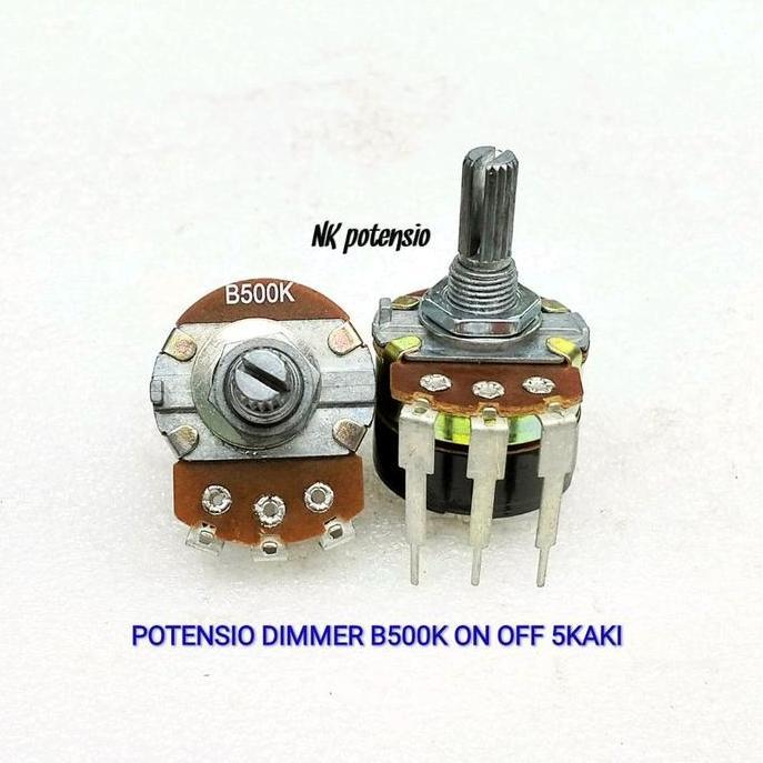 Potensio Dimmer B500K On Off Kaki 3+2 Mono Terbaru
