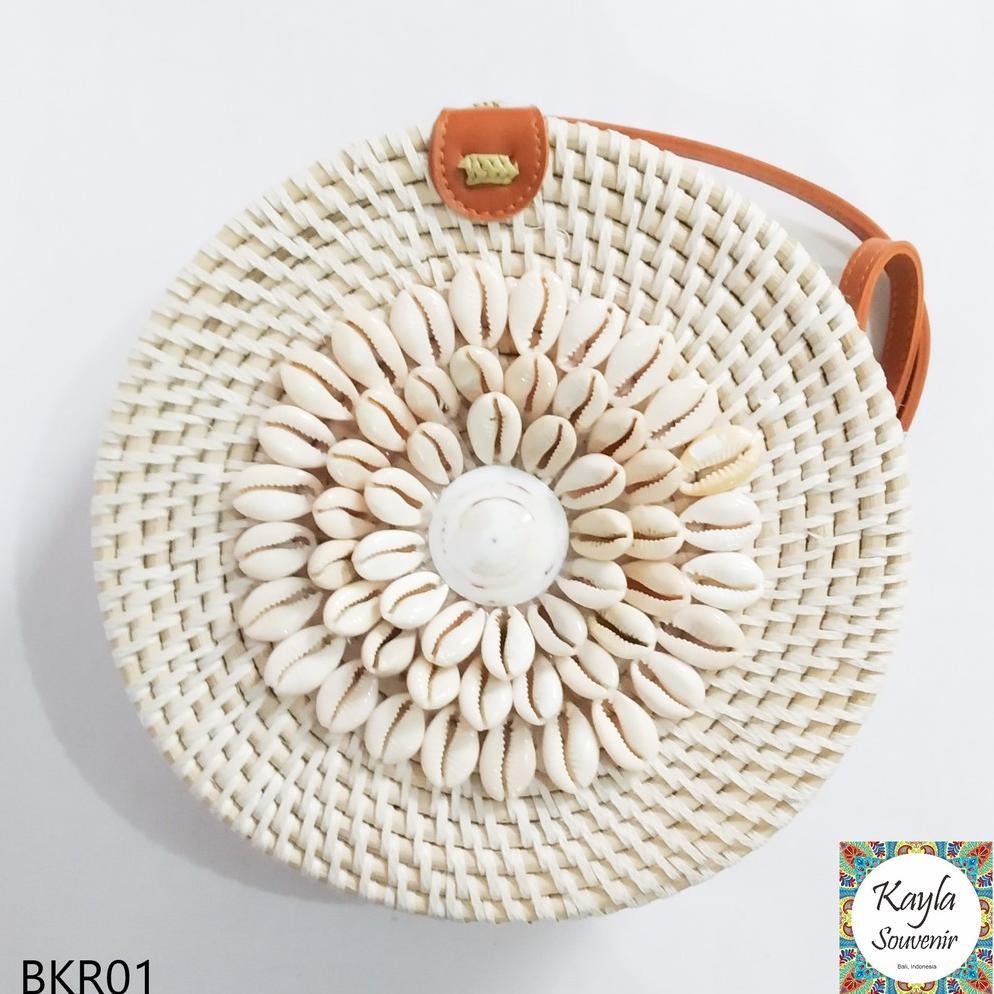 Tas Rotan Bali Kerang Putih - Kain Etnik DISKON