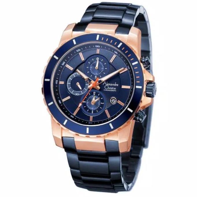 ALEXANDRE CHRISTIE AC6141 AC 6141 BLUE ROSE JAM TANGAN ASLI