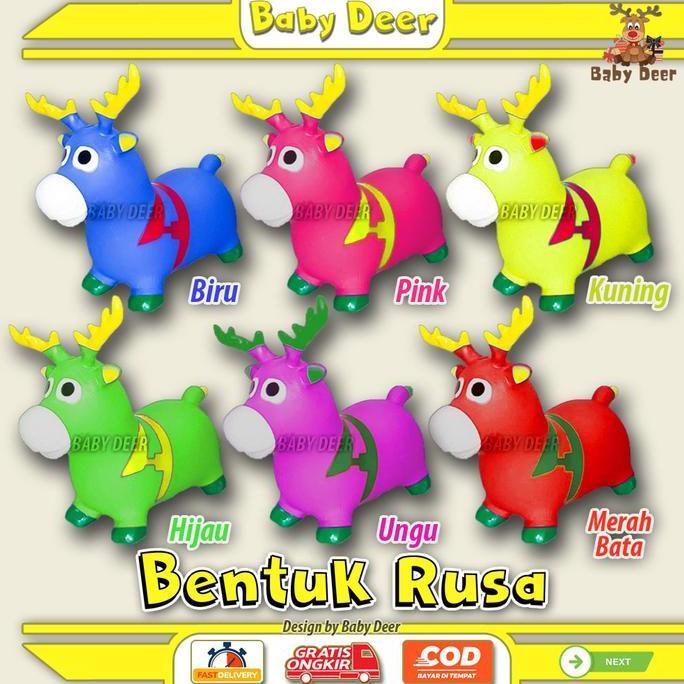 Et03 BENTUK RUSA Kudaan Musik Anak Mainan Jumping Animal Karet Viral Murah Hewan Lucu Jumbo Besar Ha