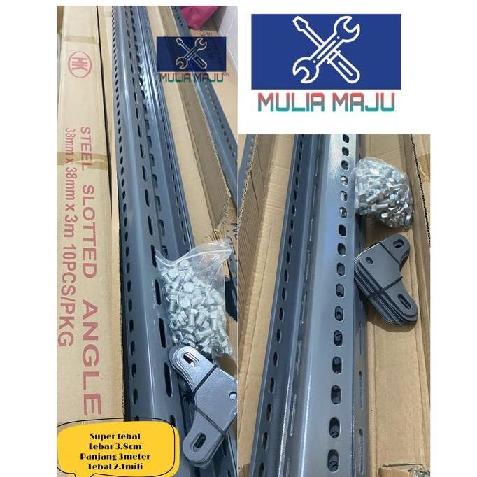Topsellerijawa - Rak Siku Lubang Tebal 2.1mili 3.8cm BesiSiku Lubang Tebal 2.1mm 3meter