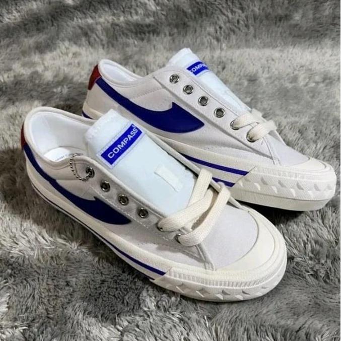 Sepatu Pria Promo Compass Retrogare Sepatu Compass Hitam Putih  Sepatu Sekolah / Compass Biru Putih 