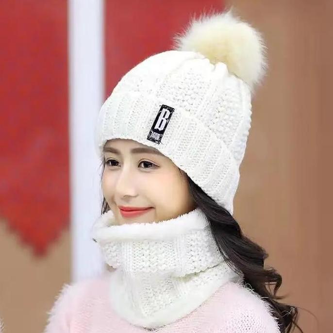 Topi Rajut Musim Dingin Dan Syal Set Topi Rajut Snowboard Musim Dingin
