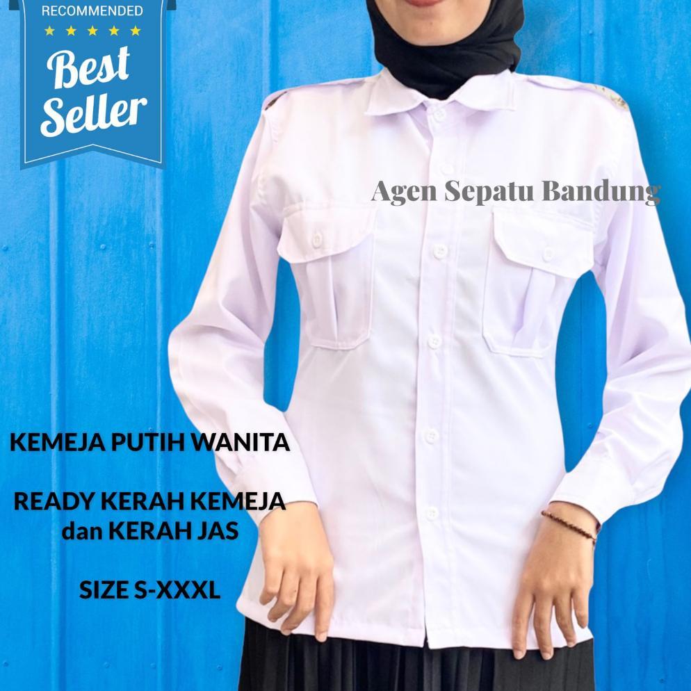 PREMIUM COD KEMEJA PUTIH PNS WANITA / BAJU PNS CEWEK / KEMEJA DINAS / KEMEJA PANJANG PUTIH WANITA