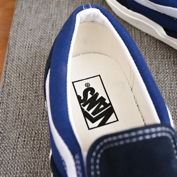 Sale Vans Slip On Side Stripe Navy White Original