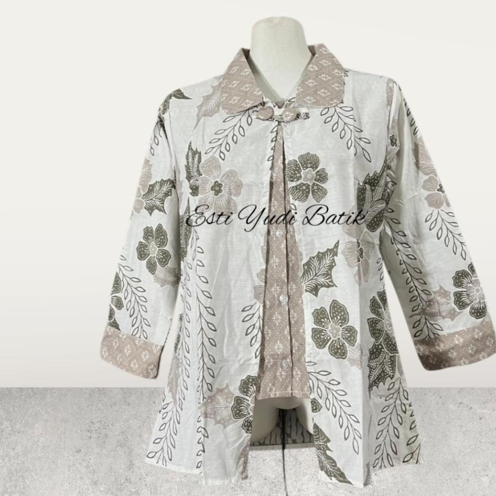 PREMIUM BLUS BATIK ATASAN WANITA BLOUSE BATIK MODERN STYLE BLOUSE BATIK WANITA BAJU BLUS WANITA KEKI