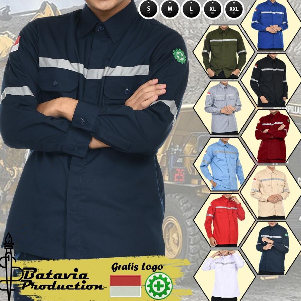 BEST SELLER BAJU KEMEJA WEARPACK ATASAN SAFETY K3 PROYEK INFRASTRUKTUR  TAMBANG LENGAN PANJANG KATEL