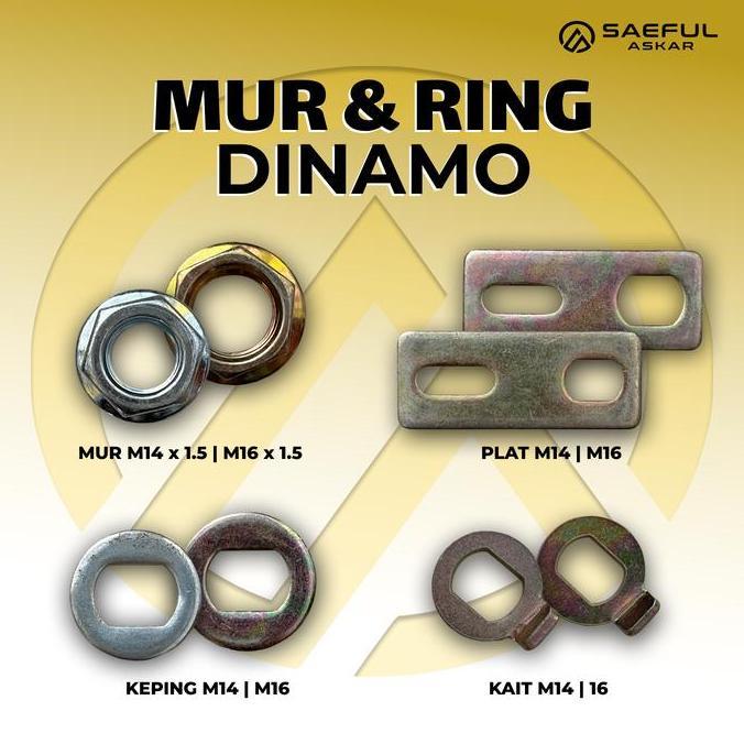 Mur Baut dan Ring Mur Ring Set Dinamo Ukuran 14" 16" Skuter Listrik / Sepeda Listrik / Motor Listrik