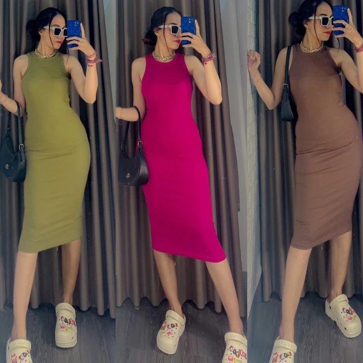 Via Dress Bodycon - Dress Rib Premium - Bodycon Dress Fit Body - Inner Dress Rib