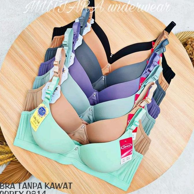 Bra Tanpa Kawat Sorex 9814 Size 36-42 Cup B-C Sayap lebar Kait 3 Bahan Adem Dan Licin