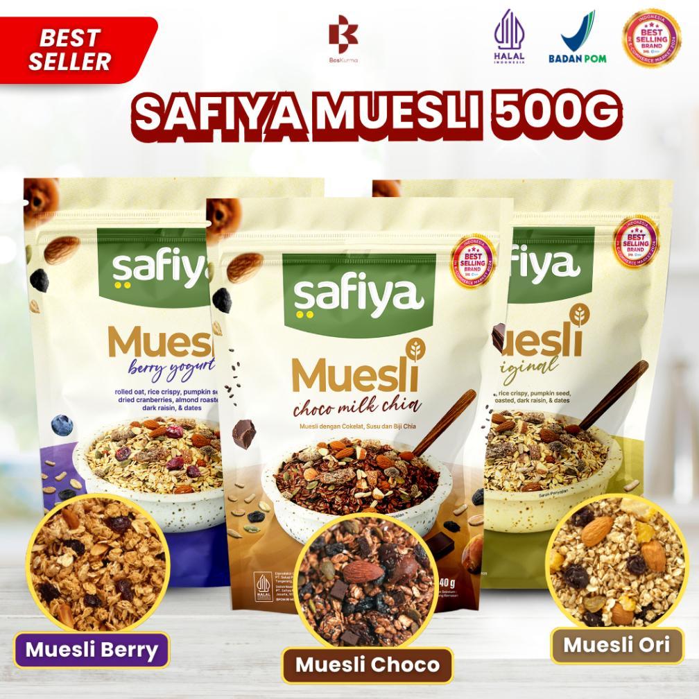 Muesli Safiya 500 Gram - Muesli Berry Yogurt Muesli Ori Muesli Choco Milk Chia Oatmeal Sereal Sarapa