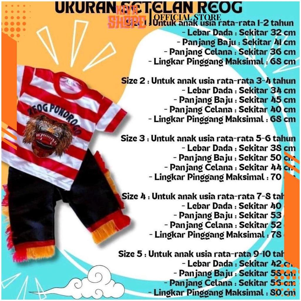 Stelan Baju Reog Ponorogo Anak Full Set Barongan Kayu + Embong | Kostum Reog Anak Lengkap Celana Bar