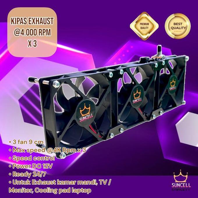 Kipas exhaust fan Super @4.000 Rpm x 3, Silent fan, angin besar, cocok sekali untuk kamar mandi, kip