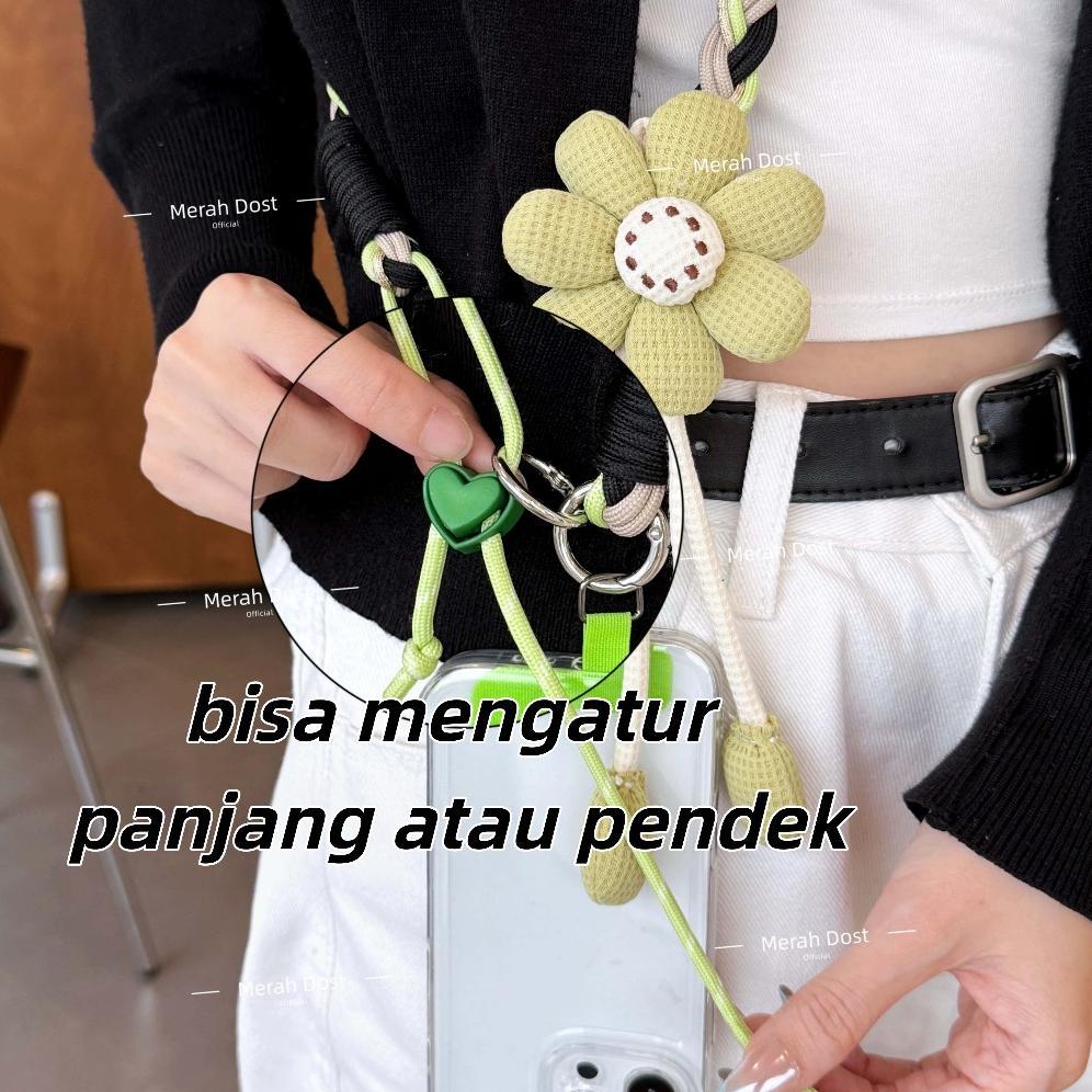 Tali Gantungan HP Crossbody Cantik- Rantai Bunga Anyaman Panjang Anti Jatuh untuk Wanita, Cocok untu