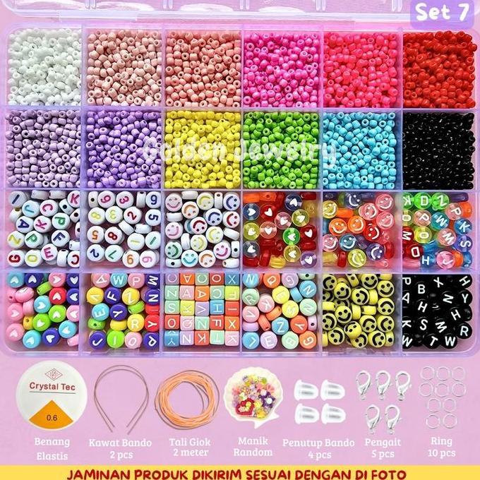 Segerakirim- Golden Jewelry - Pernak Pernik Gelang 1 Box Mute Manik Manik - Diy Gelang Manik Manik A