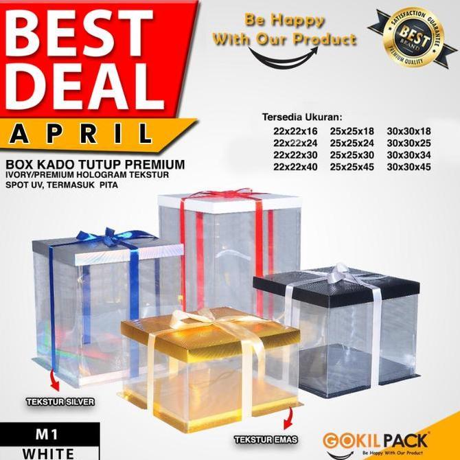 Papipu- Gokilpack Cake Box Kotak Kue Mika Transparan Dus Hadiah - Tutup Mika 25X25, Bahan Kuat, Kaku