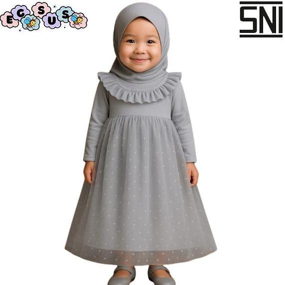 Okeajalah- (Egsus) Gamis Hijab Tutu Tileu Dot Bayi Anak Balita Fashion Muslim Pakaian Perempuan Katu