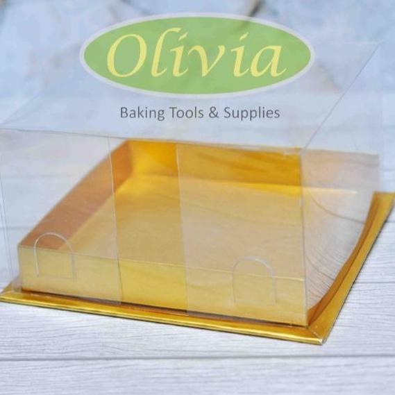 Papipu- Box Mika Kue/Box Mika Makanan/Kemasan Mika Bening/Marble 20X20X10Cm