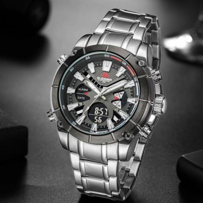 Boshi- Dziner Jam Tangan Pria Double Time 8258 Tali Rantai Stainless Steel Ter Resistant 30M