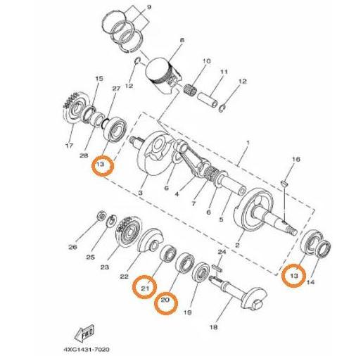 Bearing Lahar Laher Balancer Crankcase Krangkes Crankshaft Kiri-Kanan Yamaha Touch125 Touch-125