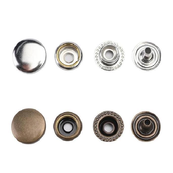 (1 gros) Kancing snap besi 144 set pcs ukuran 15mm warna silver / nikel / nickel kancing cetet jepre