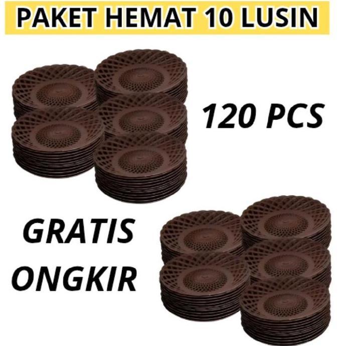 Paket Hemat 10 Lusin Piring Rotan Plastik Tebel Dan Kokoh 120PCS