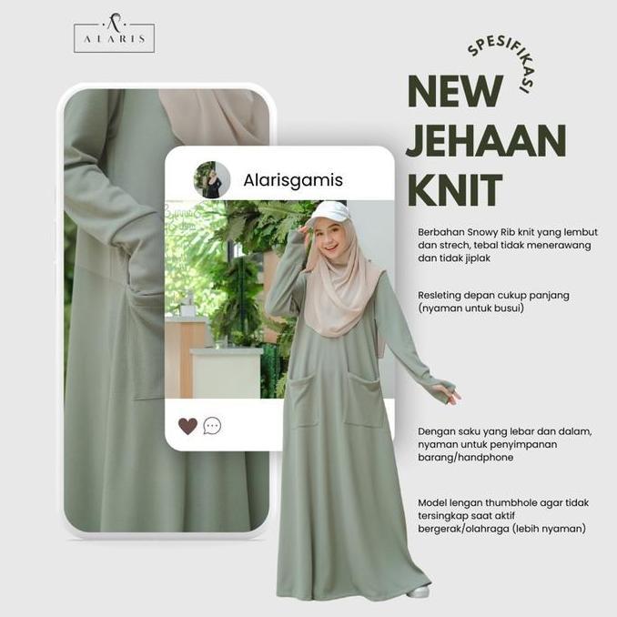 Heddosu- Jehaan Knit / Gamis Sporty / Gamis Olahraga / Gamis Rajut / Baju Olahraga Muslimah Basic Le