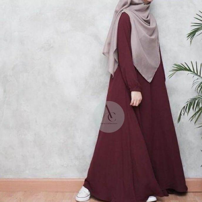Shukyo- Gamis Abaya Polos Meh Lengan Karet Wolpis Lembut Nita Remaja Aesthetic Simple Wolfis Ukuran 