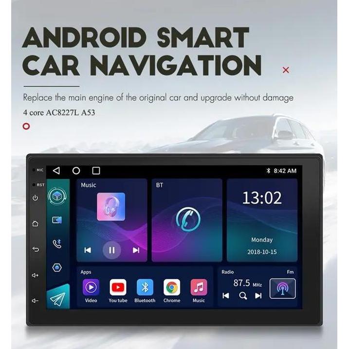 AutoGlide Head Unit Android mobil 4G+64G 7/9/10 Inch 2 Din Kontrol Suhu Cerdas IPS Layer Mobil Navas
