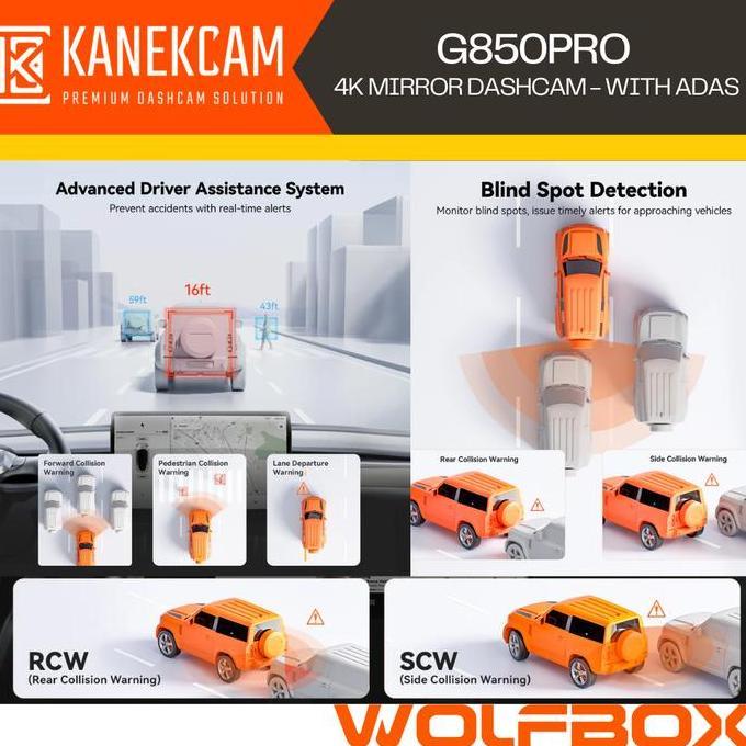 Dashcam Wolox G850Pro Kamera Mobil Mirror Dashcam 4K dengan ADAS