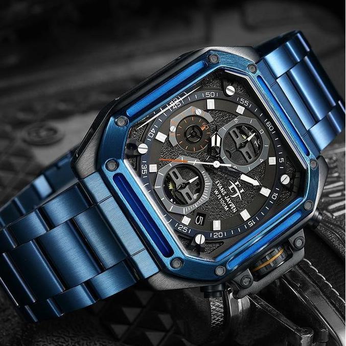 Boshi- Evans Jayden Jam Tangan Pria Ej 9558 Rantai Stainless Steel Chronograph Kaca Sapphire Ter Res