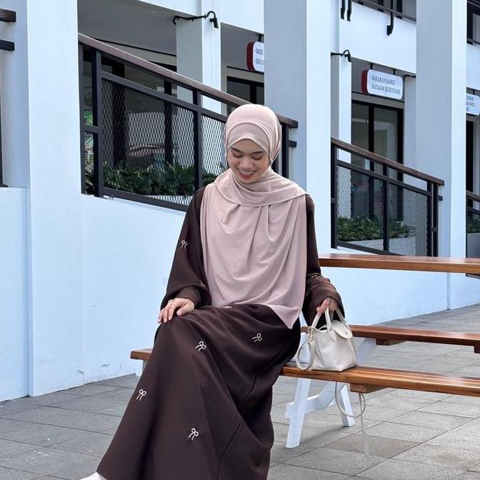 Shukyo- Abaya Pita Coquette Motif Bordir Abaya Hitam Simple Terbaru  Arab